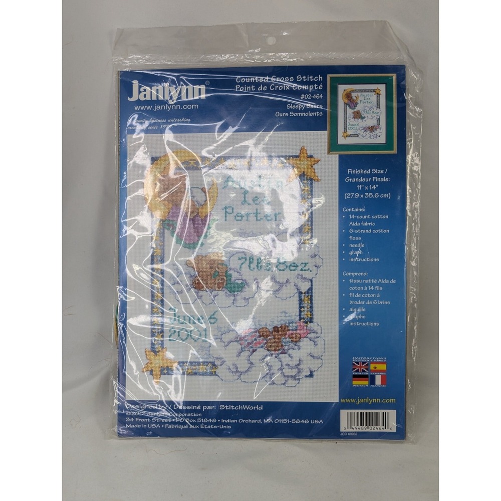 Janlynn Counted Cross Stitch Sleepy Bears 02-464‎ Sealed